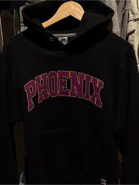 Russell Athletic Black Hoodie with Purple and Yellow Phoenix Logo